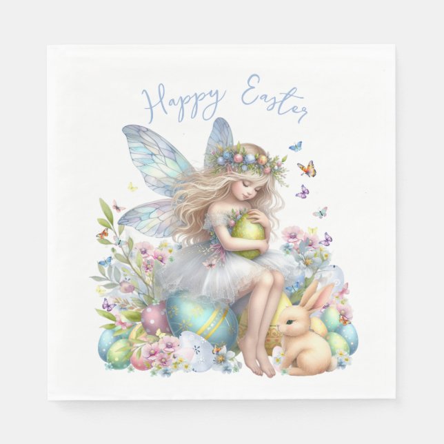 Servilleta De Papel Hada de Pascua de primavera en acuarela (Anverso)