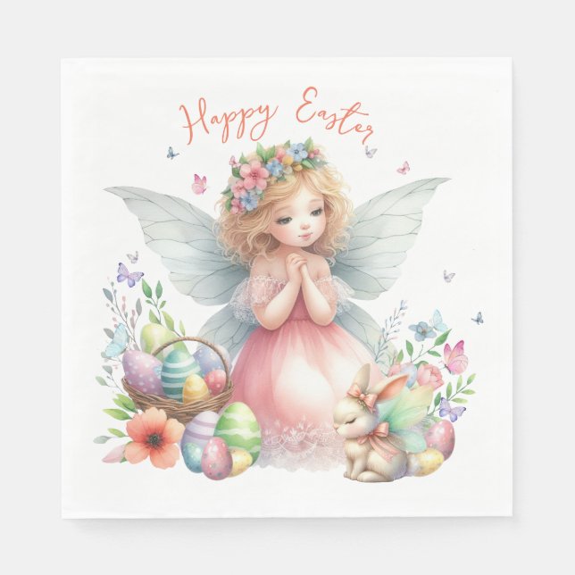 Servilleta De Papel Hada de Pascua de primavera en acuarela (Anverso)