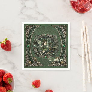 Servilleta De Papel Hada Esmeralda Celta & Dragón – Fantasía Encantada