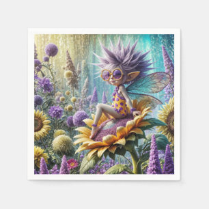 Servilleta De Papel Hada Pixie en un Girasol