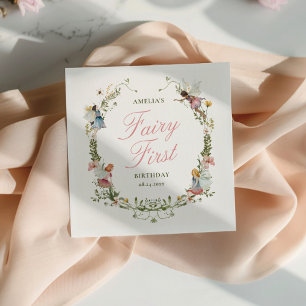 Servilleta De Papel Hada Primer Cumpleaños Floral Vintage