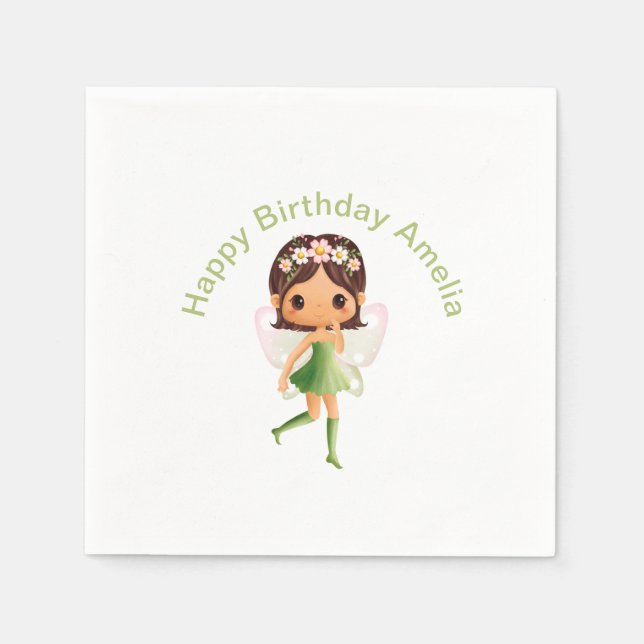Servilleta De Papel Hadas de traje verde (Anverso)