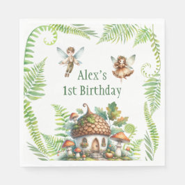 Servilleta De Papel Hadas Jardín Forestal Género Neutral Primer Cumple