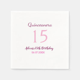 Servilleta De Papel Hadas rosadas 15 años simple moder quinceanera