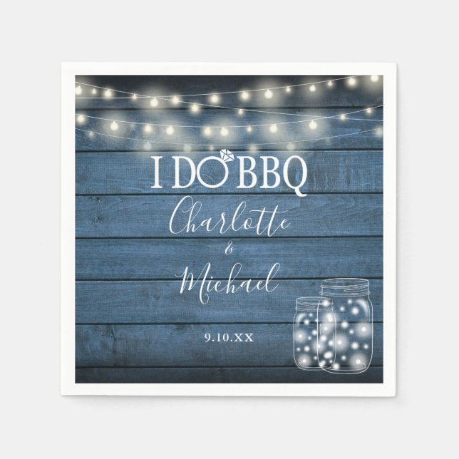 Servilleta De Papel Hago BBQ Mason Jar String ilumina el compromiso ru (Anverso)