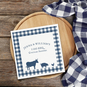 Servilleta De Papel Hago BBQ Vintage Farmhouse Cuadro Azul Marino