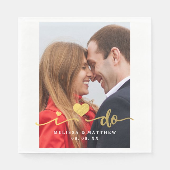 Servilleta De Papel Hago Faux Gold Boda Papel Napkin (Anverso)