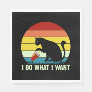 Servilleta De Papel Hago lo que Quiero Divertido Gato Negro Vintage