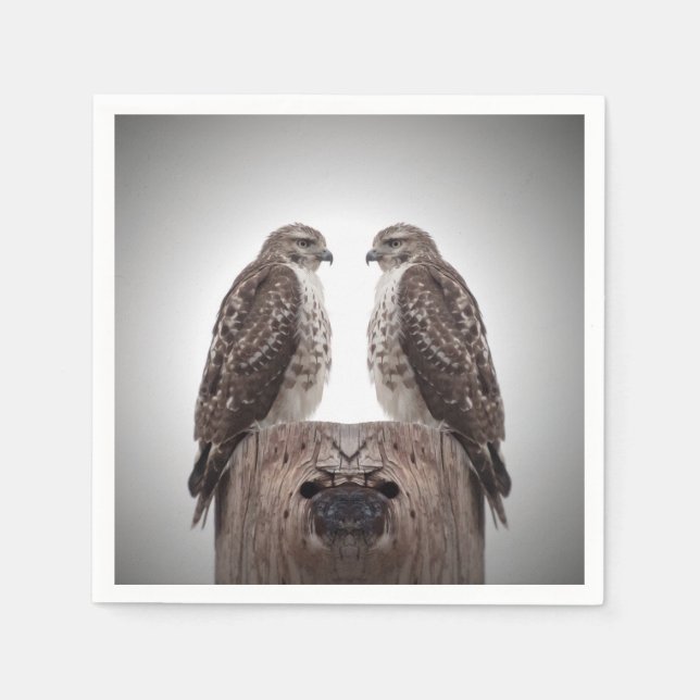 Servilleta De Papel Halcones en un poste (Anverso)