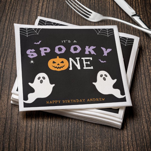Servilleta De Papel Halloween 1er cumpleaños Spooky Un fantasma gótico (Halloween 1st Birthday Spooky One Ghost Gothic Napkins
)