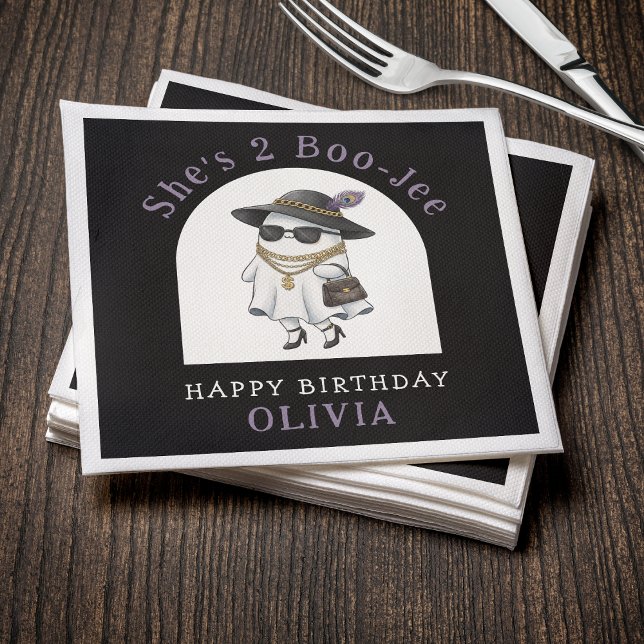 Servilleta De Papel Halloween 2º cumpleaños Fiesta Ghost Two Boujee (Halloween 2nd Birthday Party Ghost Two Boujee Napkins
)
