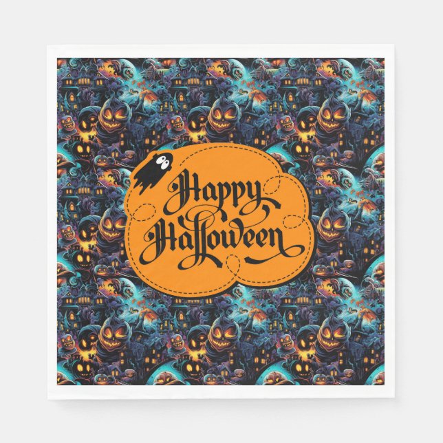 Servilleta De Papel Halloween Azul  (Anverso)
