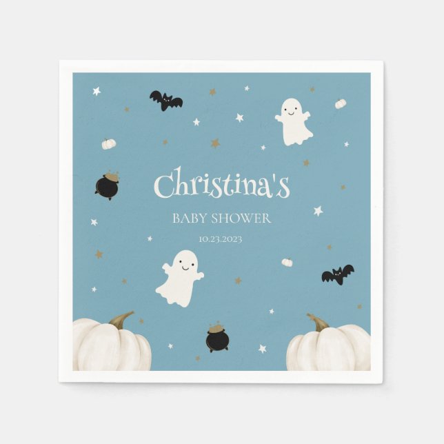 Servilleta De Papel Halloween Baby Shower Pastel Blue (Anverso)