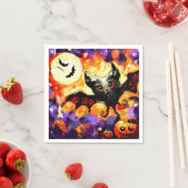 Servilleta De Papel Halloween Big Eye Bat Moon Jack-o-Lantern Bats
