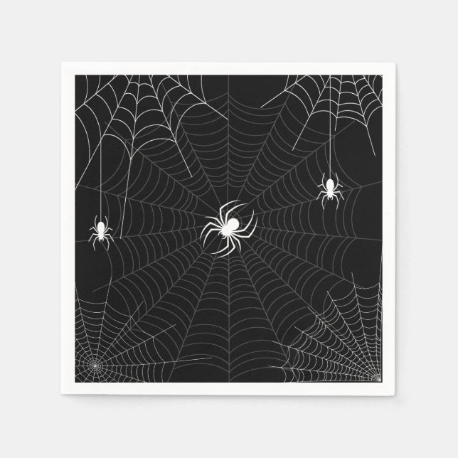 Servilleta De Papel Halloween Black and White Spider Web (Anverso)