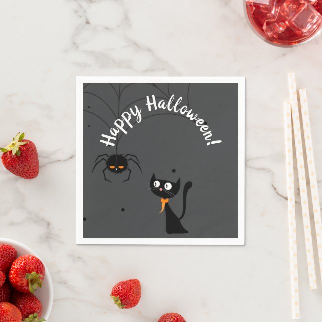 Servilleta De Papel Halloween Black Cat & Spider (In situ)