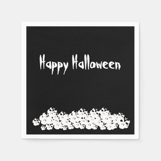 Servilleta De Papel Halloween blanco negro cráneo apilar papel persona (Anverso)