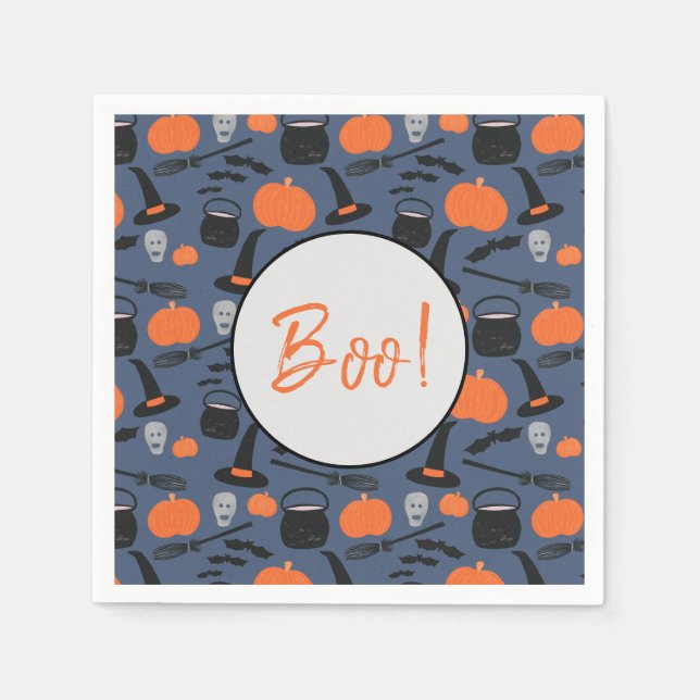 Servilleta De Papel Halloween Boo Broomstick de calabaza para brujas (Anverso)