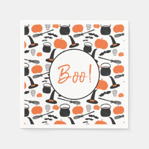 Servilleta De Papel Halloween Boo Bruja Calabaza Bat Broomstick Napkin
