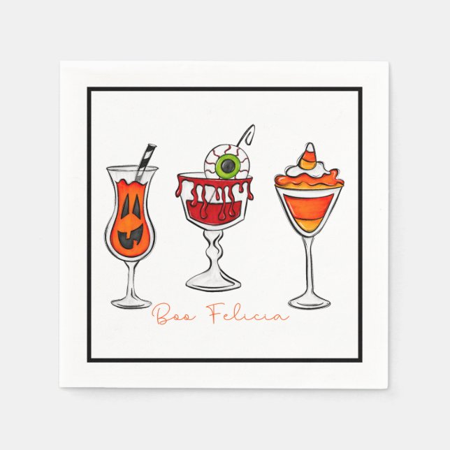 Servilleta De Papel Halloween Boo Felicia Funny Bebe Cóctel (Anverso)