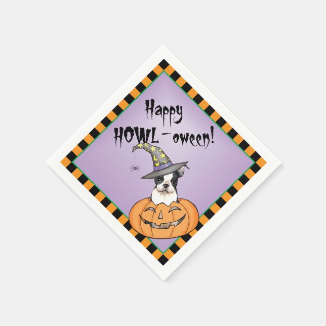Servilleta De Papel Halloween Boston Terrier (Borde)