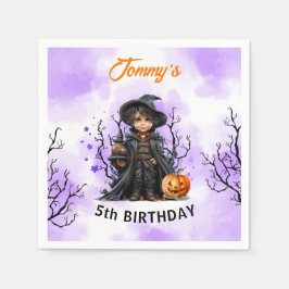 Servilleta De Papel Halloween Boy Birthday Cute Little Wizard Napkins