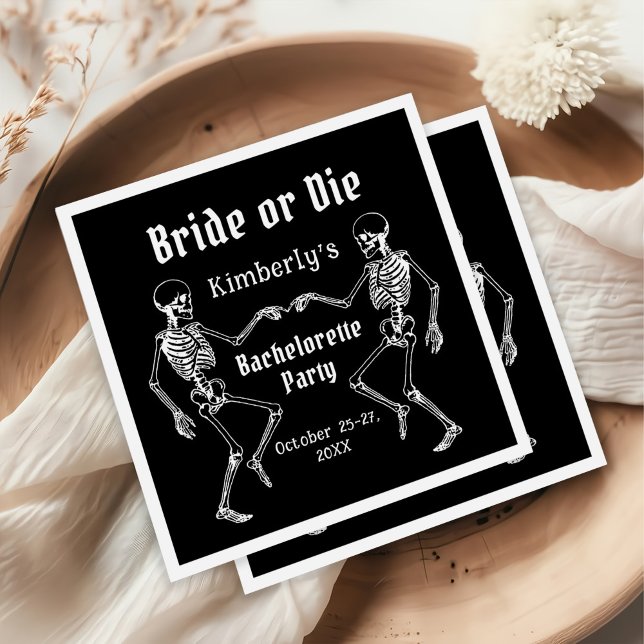Servilleta De Papel Halloween Bride or Die Skeleton Bachelorette Party (Subido por el creador)