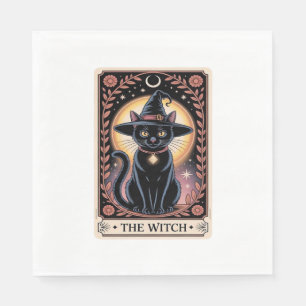 Servilleta De Papel Halloween Bruja Gato Estético Amantes del Tarot Gó