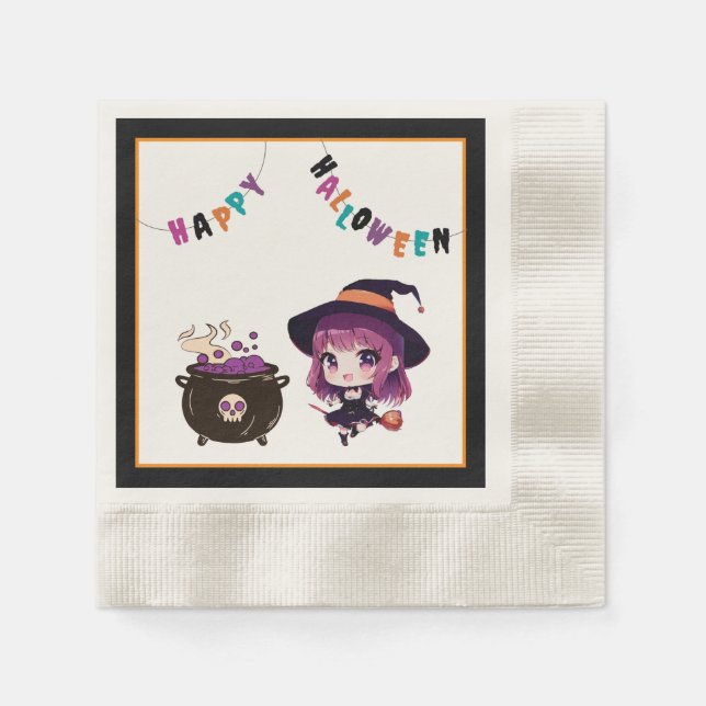 Servilleta De Papel Halloween/bruja/otoño/octubre (Anverso)