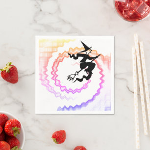 Servilleta De Papel Halloween bruja voladora coloridos hechizos de mag