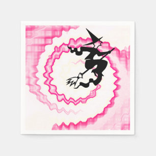 Servilleta De Papel Halloween bruja voladora neón rosa hechizo girator