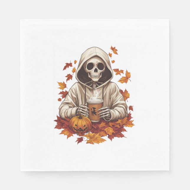 Servilleta De Papel Halloween Calabaza Spice Skeleton (Anverso)
