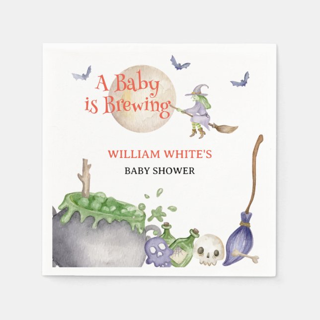 Servilleta De Papel Halloween Cauldron Baby está preparando ducha (Anverso)