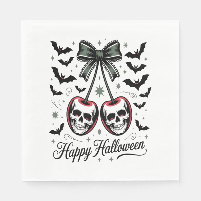 Servilleta De Papel Halloween con el cráneo gótico Cherry (Anverso)