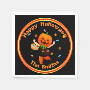 Servilleta De Papel Halloween con la cabeza de calabaza o tratador