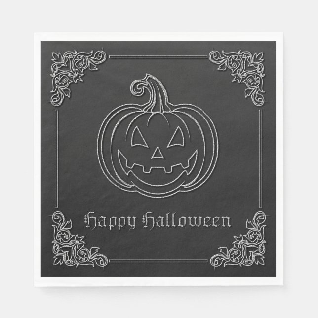 Servilleta De Papel Halloween con linterna de Jack O' (Anverso)