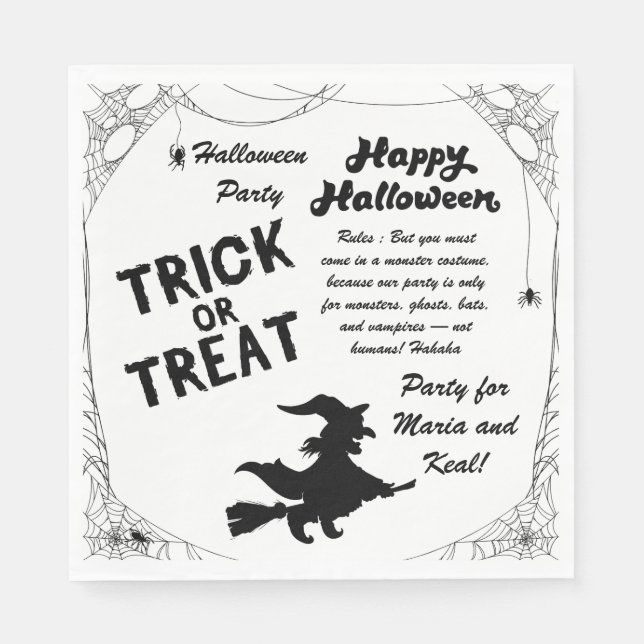 Servilleta De Papel Halloween con mensajes de texto (Anverso)