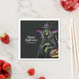 Servilleta De Papel Halloween con temática de bruja asustada