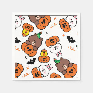 Servilleta De Papel Halloween con un conejo y un oso lindo