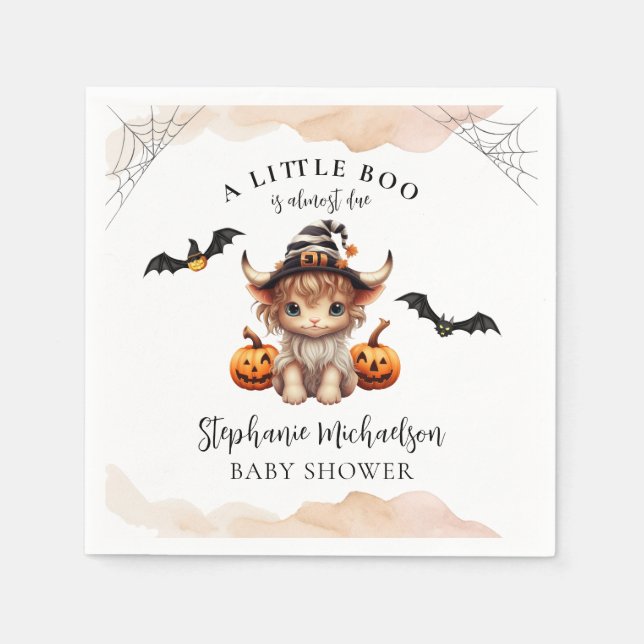 Servilleta De Papel Halloween Cow Little Boo Baby Shower (Anverso)