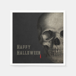 Servilleta De Papel Halloween Cráneo Humano Etching Black