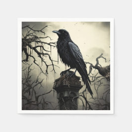 Servilleta De Papel Halloween Creepy Raven Graveyard Cemetery Gothic