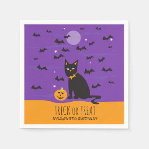 Servilleta De Papel Halloween Cumpleaños Gato negro y Papel Napkin