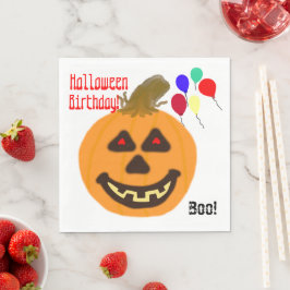 Servilleta De Papel Halloween Cumpleaños Naranja Calabaza Fiestas Glob