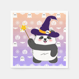 Servilleta De Papel Halloween Curte Baby Panda Witch Magic Wand