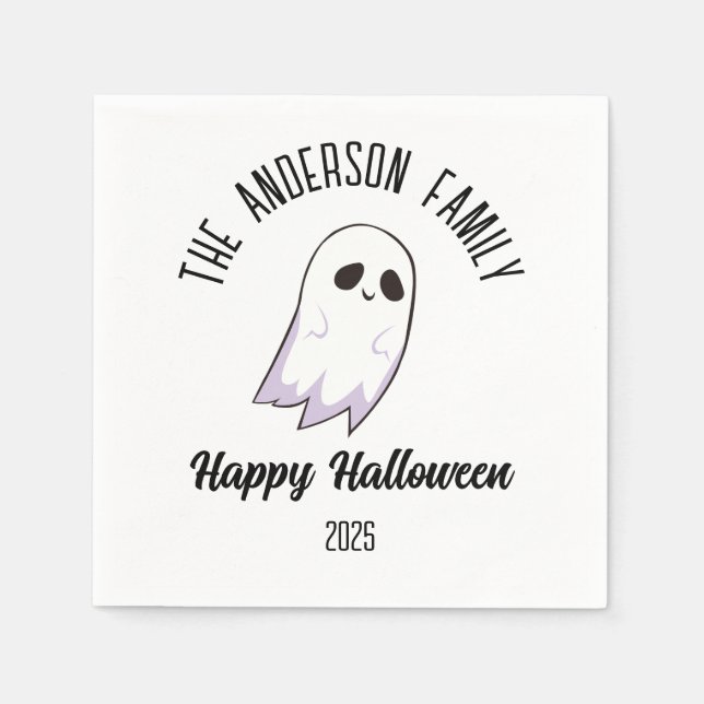Servilleta De Papel Halloween Cute Ghost Personalizado Nombre Año (Anverso)