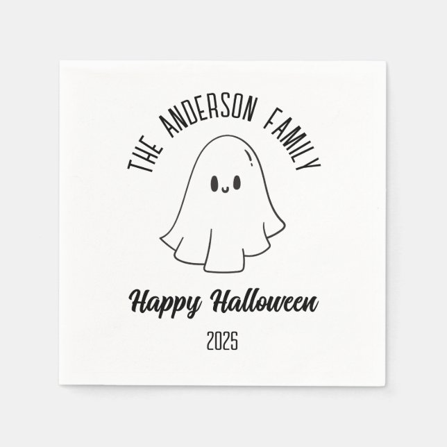 Servilleta De Papel Halloween Cute Ghost Personalizado Nombre Año (Anverso)