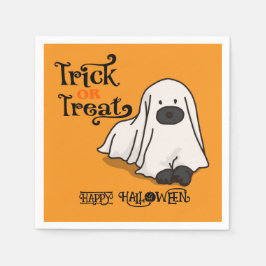 Servilleta De Papel Halloween Cute Spooky Whimsical Ghost Dog Naranja