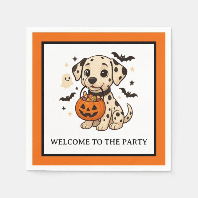 Servilleta De Papel Halloween Dalmatian Trick o Trate a Fiesta (Anverso)
