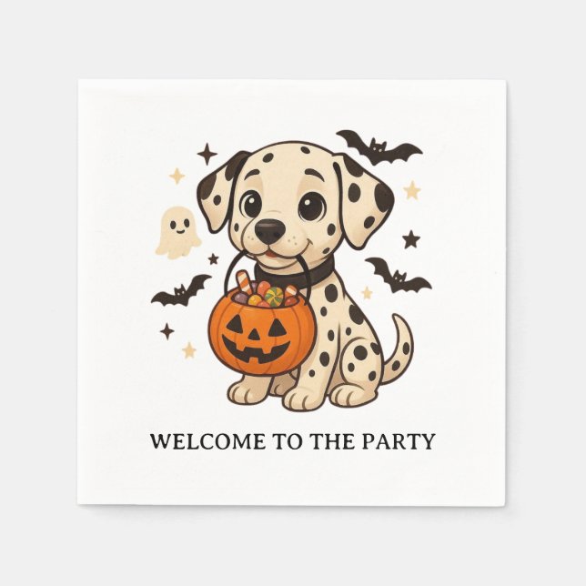 Servilleta De Papel Halloween Dalmatian Trick o Trate a Fiesta (Anverso)